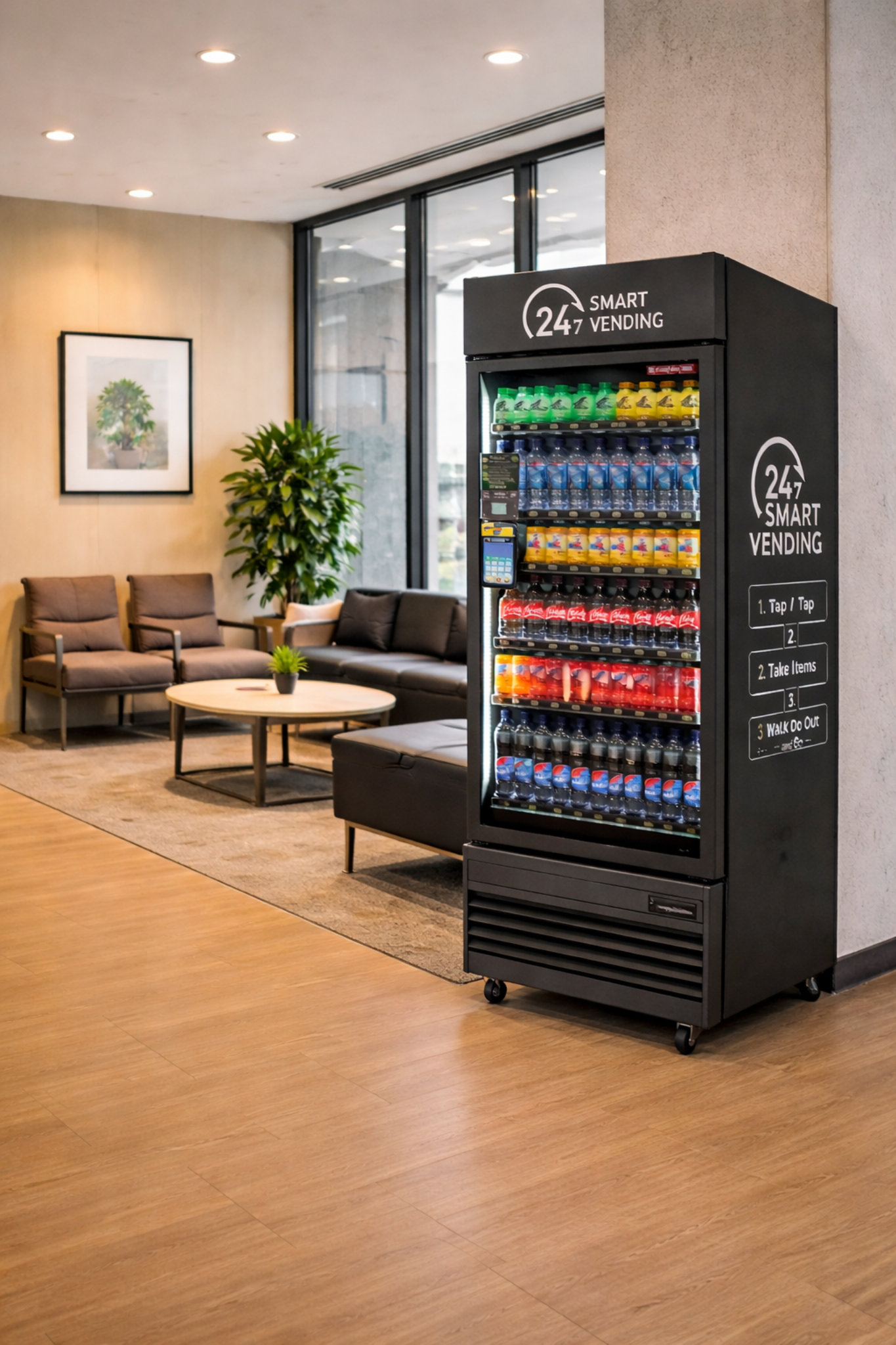 OASYSVEND smart vending machine in a luxury lobby
